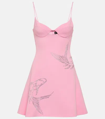David Koma Crystal-embellished Minidress In Pink