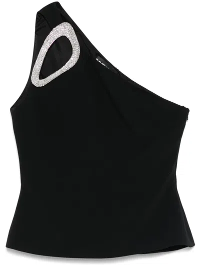 David Koma Crystal-embellished One-shoulder Top In Black