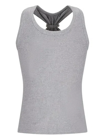David Koma Crystal-embellished Ribbed Top In Gray