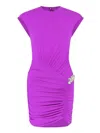 David Koma Crystal-embellished Ruched Mini Dress In Purple