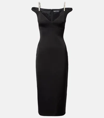 David Koma Crystal-embellished Satin Midi Dress In Black