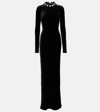 David Koma Crystal-embellished Scalloped Gown In Black