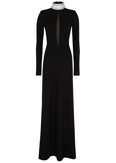 David Koma Crystal-embellished Stretch-jersey Gown In Black And Silver