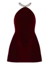 David Koma Crystal-embroidered Halterneck Mini Dress In Red