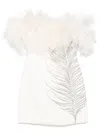 David Koma Crystal Feather-appliqué Mini Dress In White