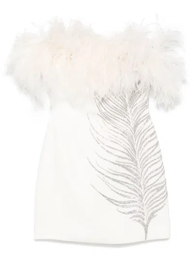 David Koma Crystal Feather-appliqué Mini Dress In White