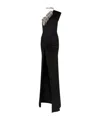 David Koma One-shoulder Embellished Satin-jersey Gown In Black