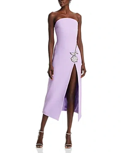 David Koma Crystal Front Slit Midi Dress In Lilac/silver