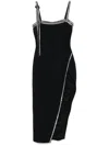 David Koma Crystal-trim Open-leg Midi Dress In Black