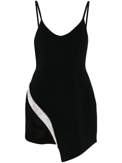 David Koma Crystal Wing Mini Dress In Black