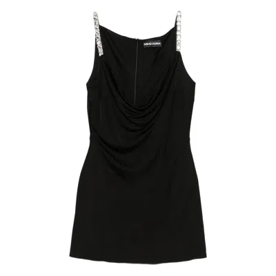 DAVID KOMA CRYSTAL-EMBELLISHED COWL-NECK DRESS