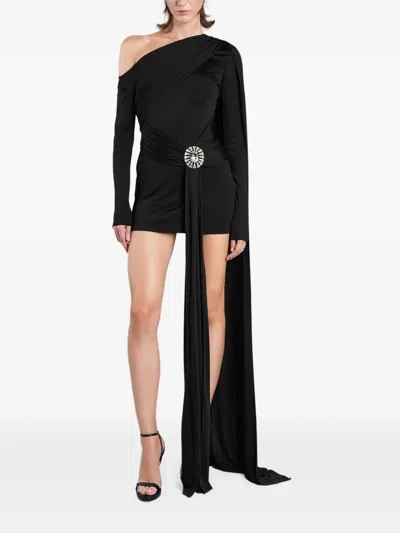 David Koma Crystal-embellished One-shoulder Mini Dress In Black
