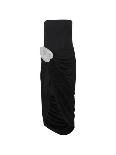 David Koma Crystal-embellished Ruched Midi Dress In Black