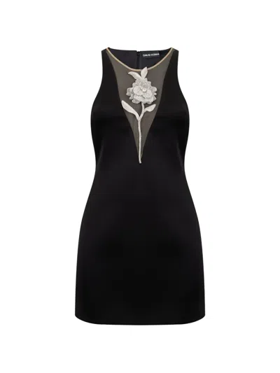 David Koma Crystal-rose Mini Dress In Black