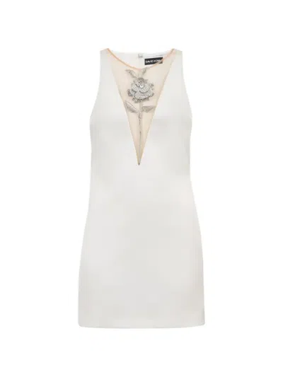 David Koma Crystal-rose Mini Dress In White