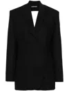 David Koma Back Circle Cutout Tailored Wool Jacket In Black