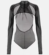 David Koma Cutout Mesh Bodysuit In Black