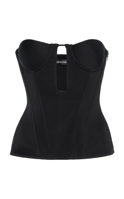 David Koma Cutout Satin Corset Top In Black