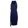 David Koma David Coma Belt Wrap Midi Dress In Navy Blue Polyester In Blue