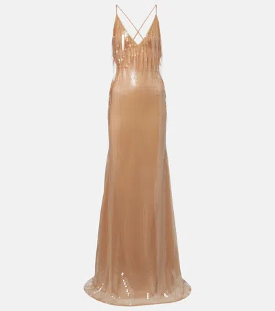 David Koma Dégradé Sequined Gown In Brown