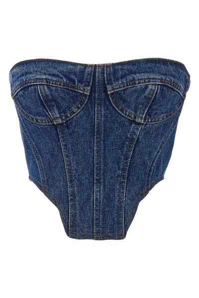 DAVID KOMA DENIM BUSTIER TOP