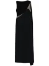 David Koma Draped Tulle And Jersey Gown In Black
