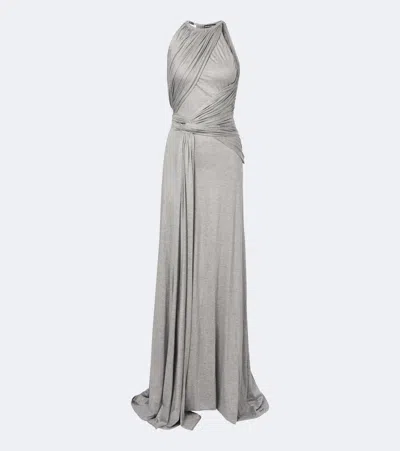 David Koma Draped Jersey Gown In Grey
