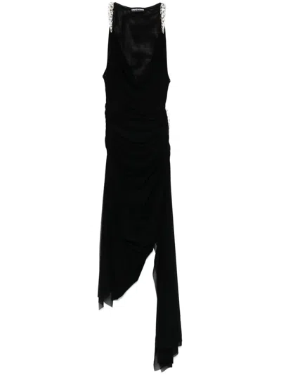 David Koma Draped Maxi Dress In Black