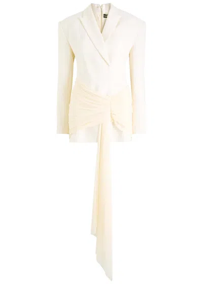 David Koma Draped Stretch-wool Blazer Dress In Off White