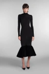 David Koma Mermaid Dress With Long Sleeves And High Neck In Black