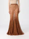 David Koma Floral Lace Maxi Skirt With Fishtail Hem And Zip Fastening In Brown
