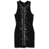 David Koma Speckled Rhinestone Embr Mini Jersey In Black