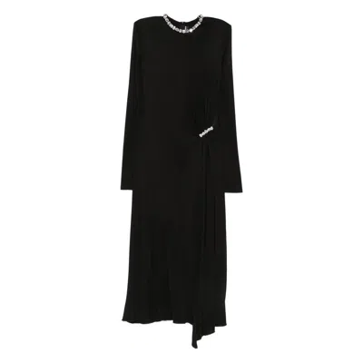 David Koma Crystal-embellished Draped Dress In Black