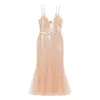 David Koma Womens Beige Sequin Ruffled Woven Midi Dress In White