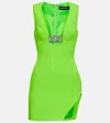 David Koma Plunge-neck Sequin-embellished Woven Mini Dress In Green