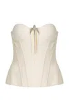 David Koma Embellished Bouclé Corset Top In White