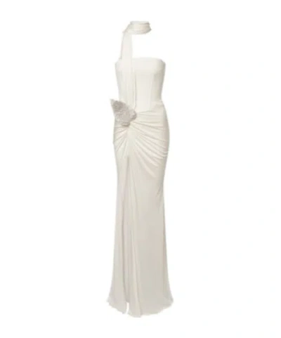 David Koma Embellished Bustier Gown In White