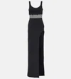 David Koma Crystal-embellished Crepe Gown In Black