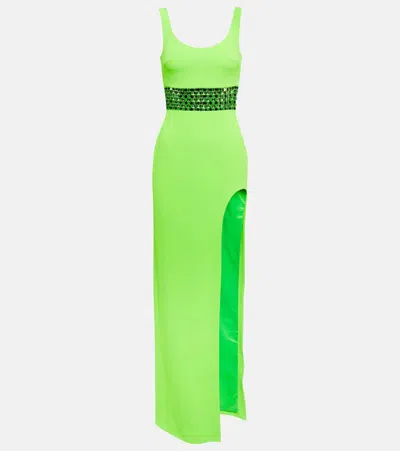 David Koma Embellished Cady Gown In Green