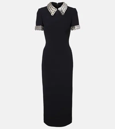 David Koma Embellished Cady Midi Dress In Black