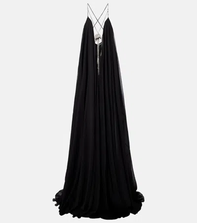 David Koma Embellished Chiffon Gown In Black
