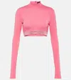 David Koma Embellished Crop Top In Pink