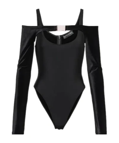 David Koma Embellished Cutout Bodysuit In Black