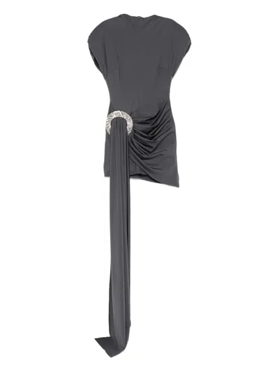 David Koma Embellished Draped-overlay Mini Dress In Multi