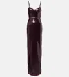 David Koma Embellished Gathered Gown In Burgundy
