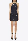 David Koma Embellished Mini Denim Dress In Blue