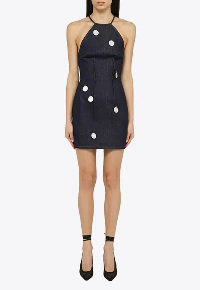 DAVID KOMA EMBELLISHED MINI DENIM DRESS