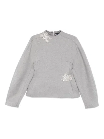 David Koma Embellished Peplum Top In Gray