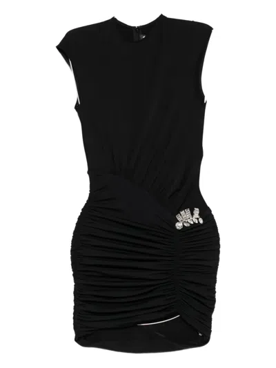 David Koma Embellished Ruched Dress In Black