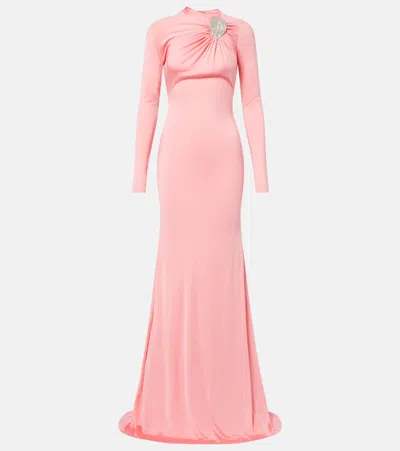 David Koma Embellished Satin Gown In Pink